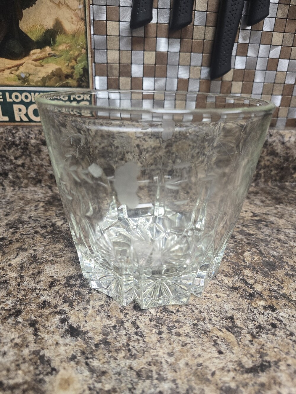 Clear Cut-Pattern Glass Ice Bucket - Crystal Clear